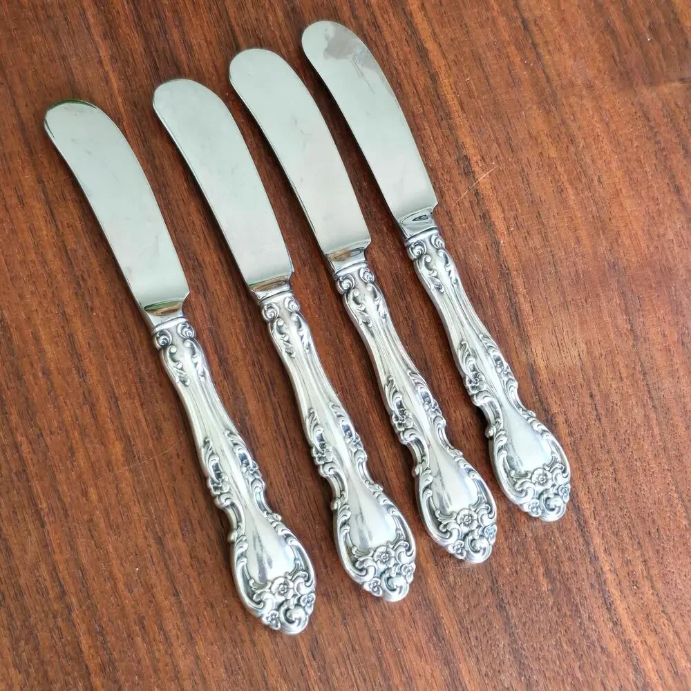 Gorham Melrose Sterling Silver Butter Spreader 4 Pcs Hollow Handle No Monogram